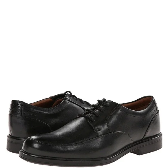 Clarks Mens Gabson Apron Oxfords Shoes Black 12M - Picture 2 of 7
